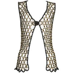 Black and gold beaded net evening gillet, circa 1960s 12