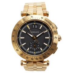 VERSACE Herren V-Race Sport Gold Schwarze Edelstahl-Quarz- analoge Uhr