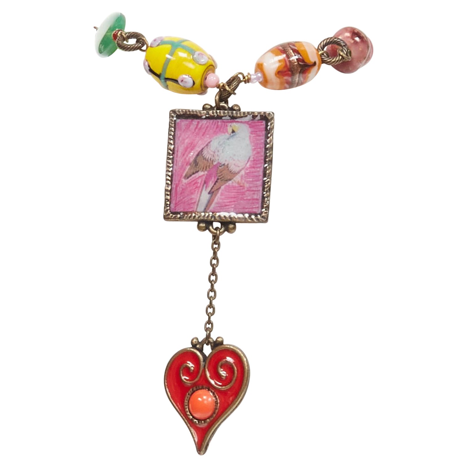 PHILIPE FERRANDIS colorful charms bird resin frame chain bracelet For Sale
