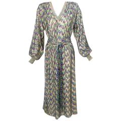 1970s Missoni Purple Gold and Teal Metallic Knit Dress with Matching Belt 6
