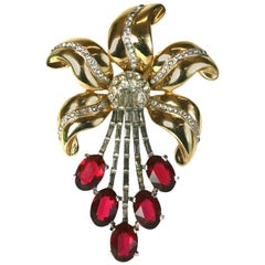 Huge Coro Vintage Ruby Lily