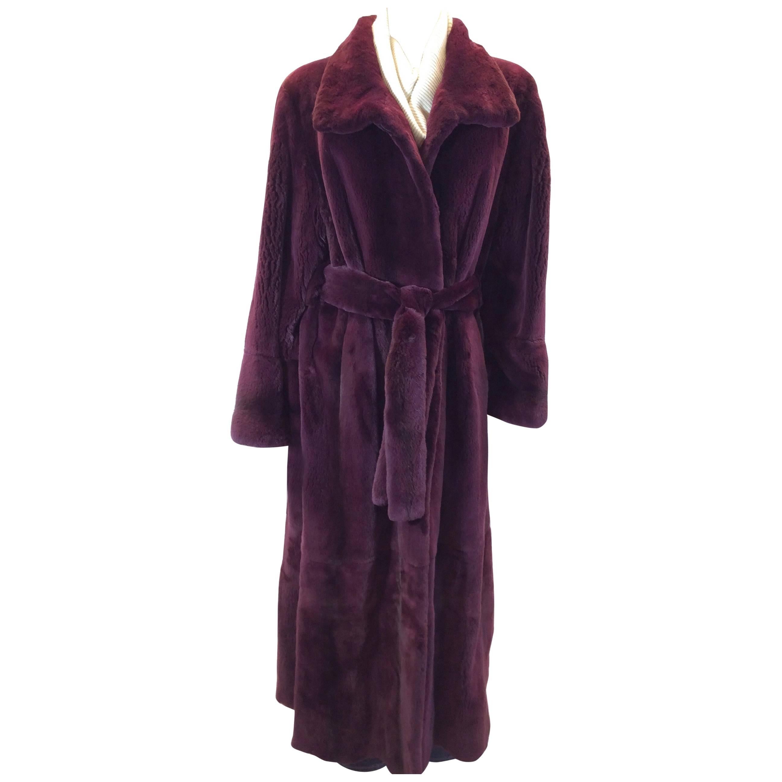 Burgundy Dyed Sheared Mink Wrap Coat