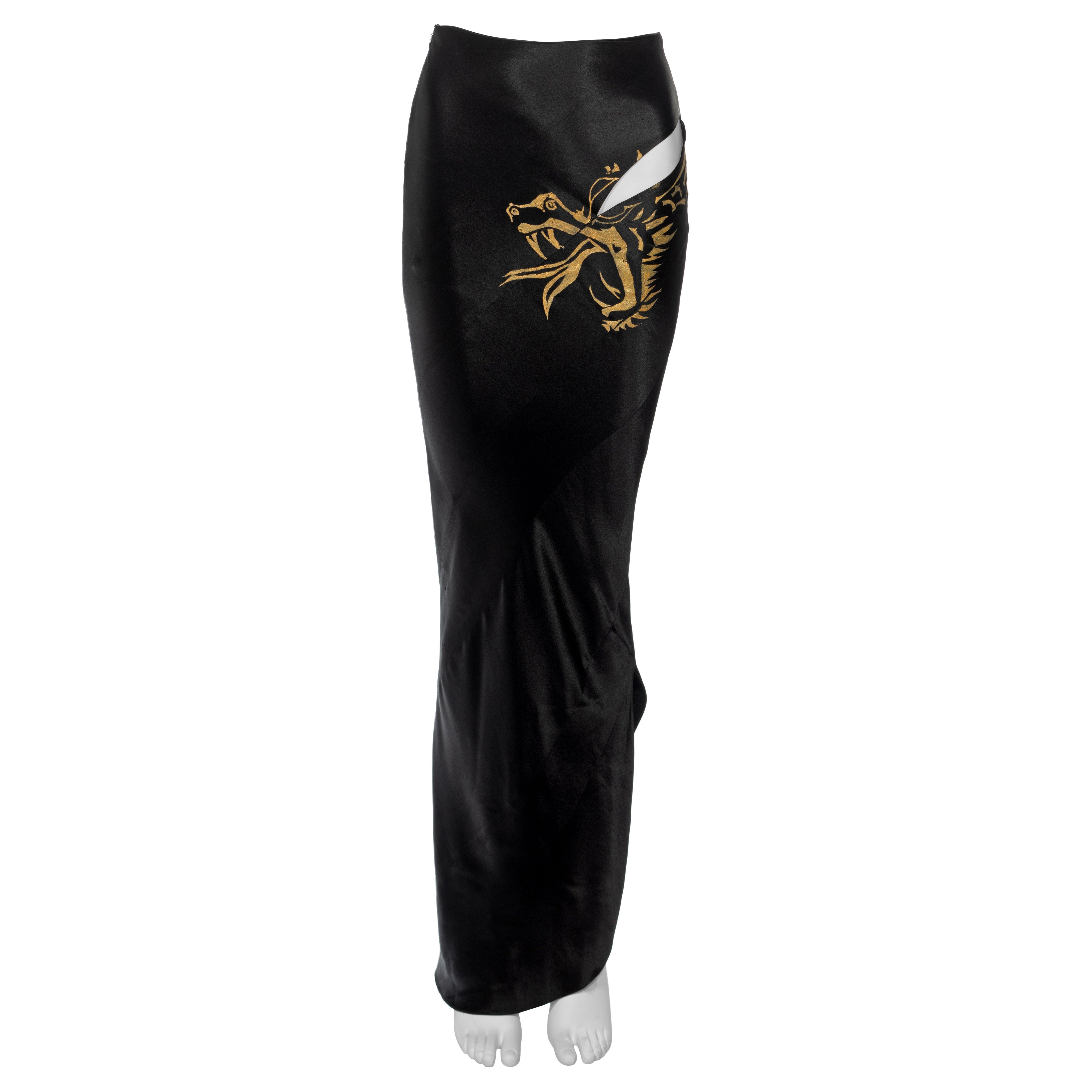 John Galliano Bias-Cut Black Saint-Cuir 'Filibustiers' Skirt, ss 1993 For Sale