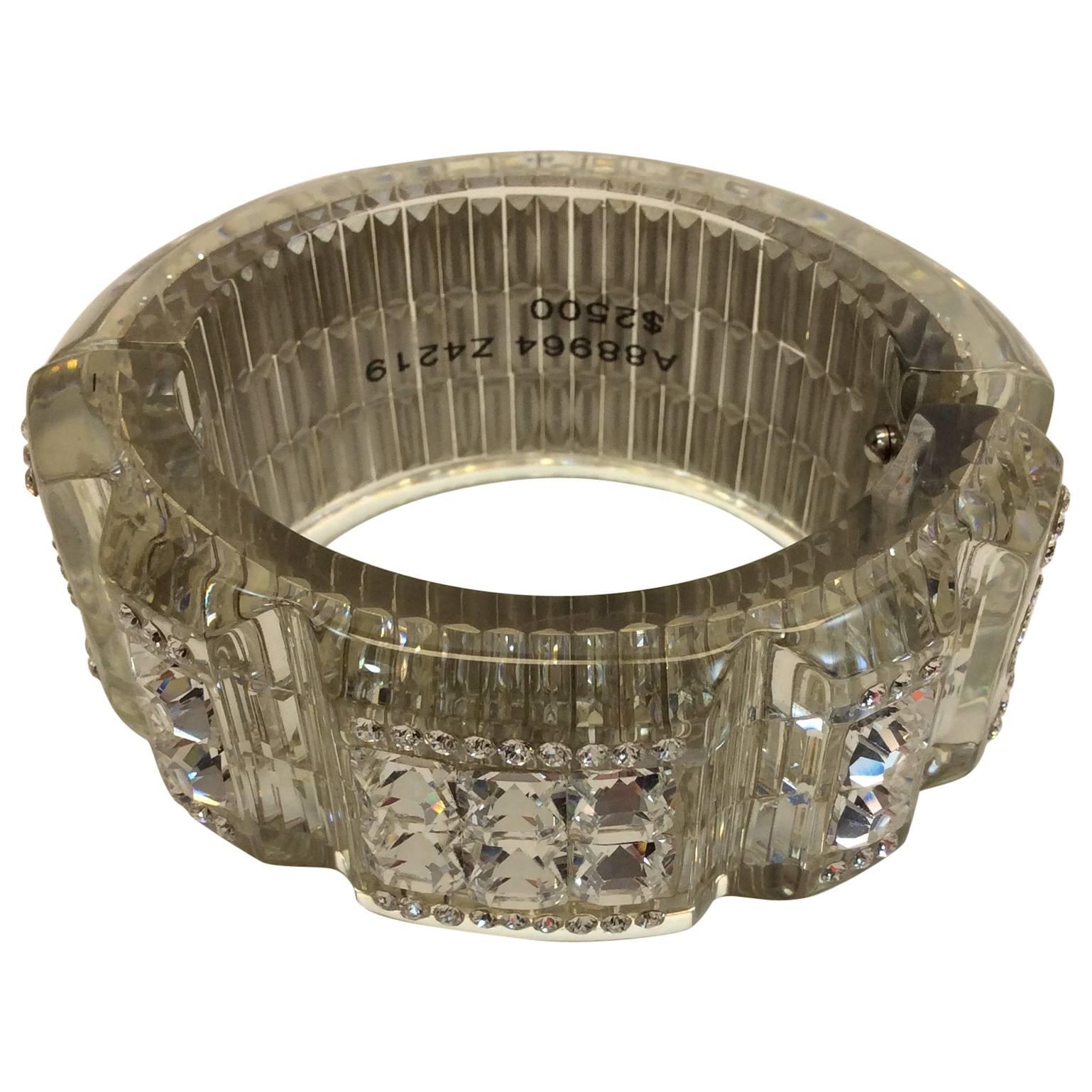 Chanel Resine/Strass Transparent Bangle  For Sale