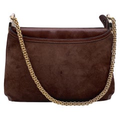Gucci Vintage Brown Suede Shoulder Bag with Chain Strap
