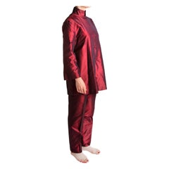 Vintage Shangai Tang iridescent red shantung silk outfit