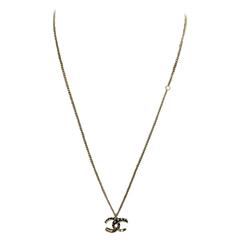 Chanel CC Logo Goldtone Polka Dot Necklace