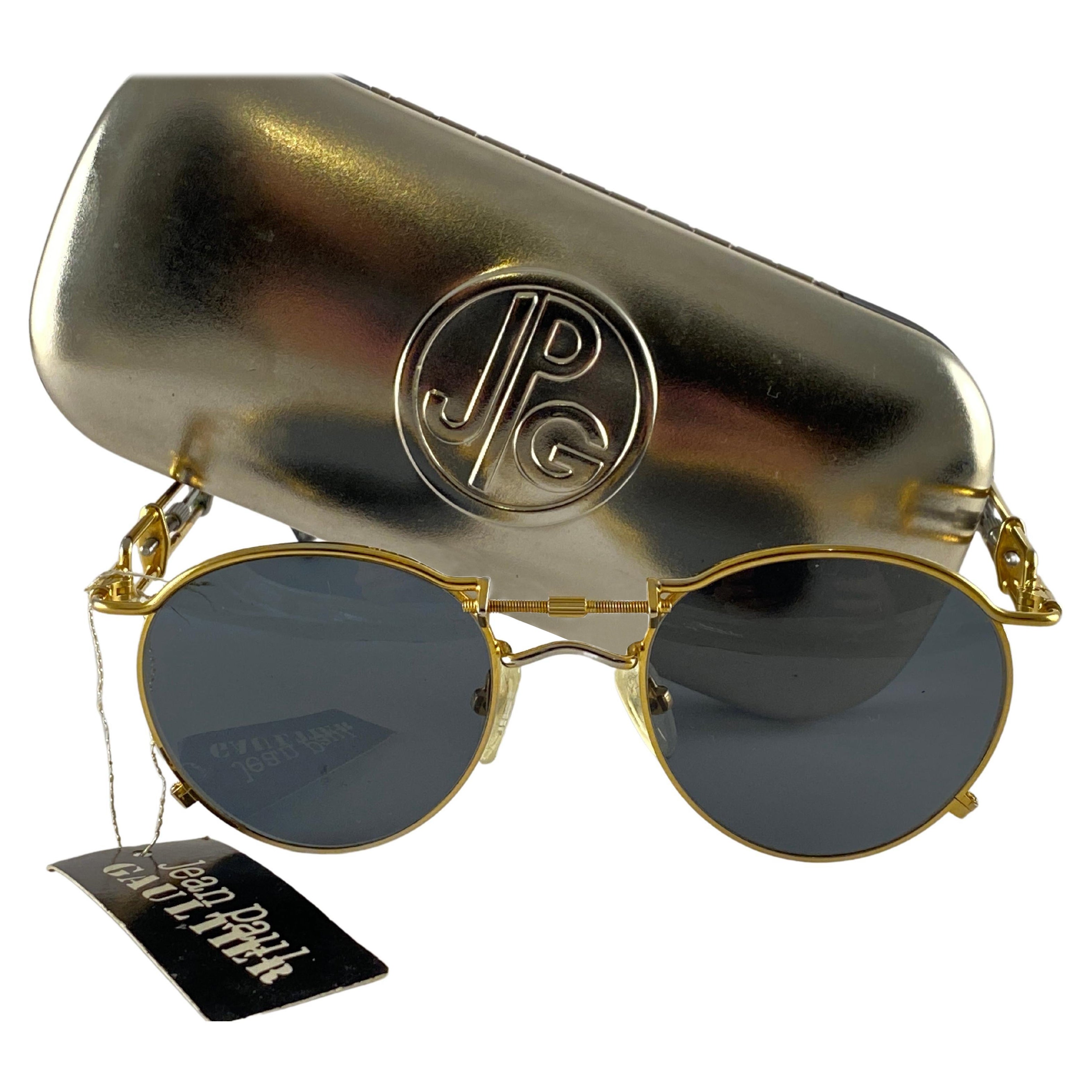 Mintfarbene Vintage Jean Paul Gaultier 56 0174 Gold & Silber 1990er Jahre Sonnenbrille Japan im Angebot