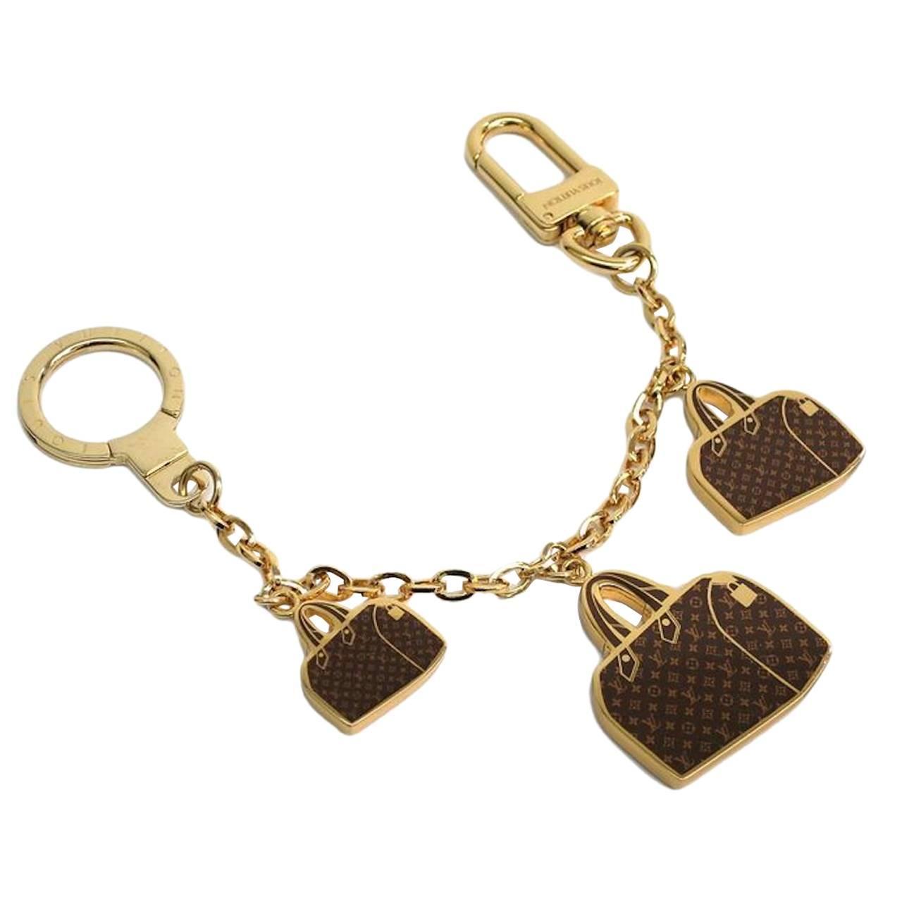 Louis Vuitton Gold Brown Handbags Charms Key Chain HandBag Charm in Dust Bag For Sale at 1stdibs