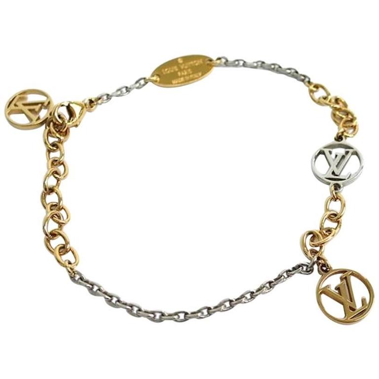 Louis Vuitton Mixed Metal LV Logo Chain Link Charm Bracelet in Box at  1stDibs  louis vuitton chain links bracelet, louis vuitton bracelet metal,  lv bracelet metal