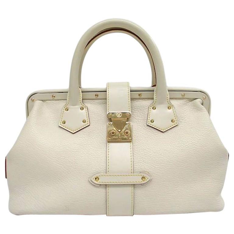 Louis Vuitton Winter White Ivory Leather Gold Doctor Top Handle Satchel ...