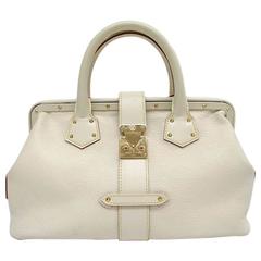 Louis Vuitton Winter White Ivory Leather Gold Doctor Top Handle Satchel Bag