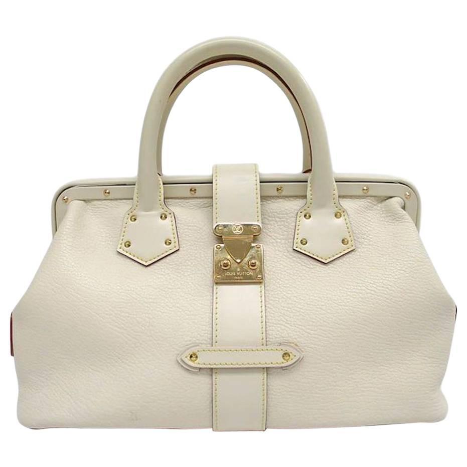 Louis Vuitton Winter White Ivory Leather Gold Doctor Top Handle Satchel Bag For Sale at 1stdibs