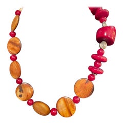 LB offers a handmade, one of a kind, Indian Resin and Shell necklace with silver