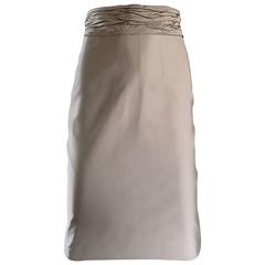 Prada Vintage 1990s Runway Khaki High Waisted 90s Fitted Pencil Skirt 4