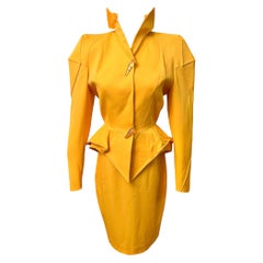 Vintage F/W 1991 Thierry Mugler Yellow Sculptural Skirt Suit