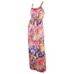1970's Missoni Silk Jersey Floral Gown