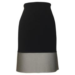 New Paco Rabanne Black Knit Bodycon Pencil Skirt with Silver Mesh Chainmail Trim 5