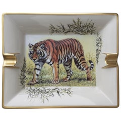 Exceptional Hermès  Cigar Ashtray Change Tray Tiger in Porcelain Rare