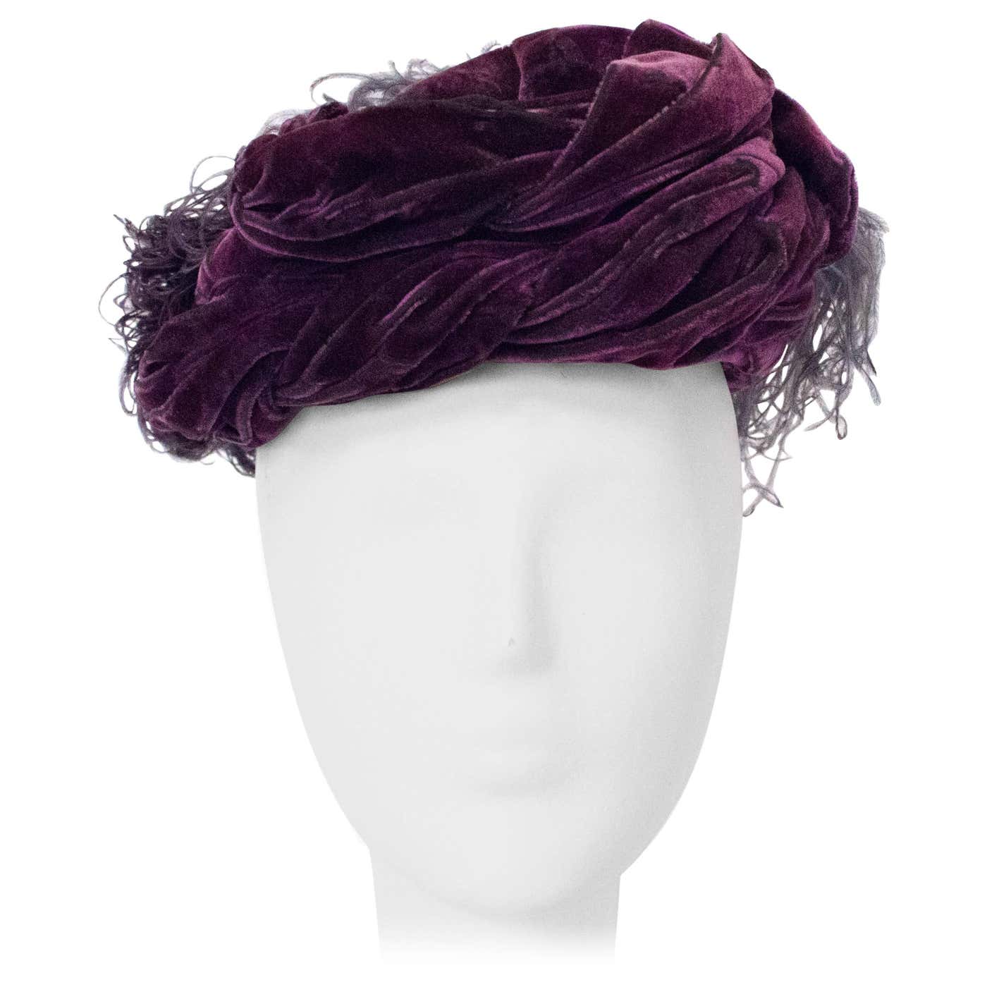 40s Purple Silk Velvet Turban at 1stDibs