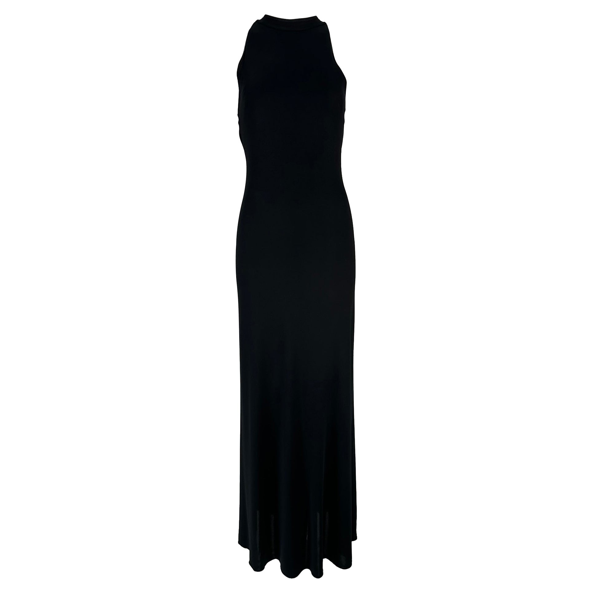 Giorgio Armani Black Jersey Halter Neck Strap Back Evening Dress  For Sale