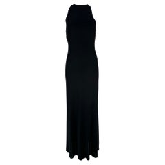 Used Giorgio Armani Black Jersey Halter Neck Strap Back Evening Dress 