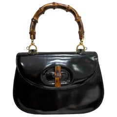 Borsa A Mano Gucci Bamboo 1947 Vernice Nera