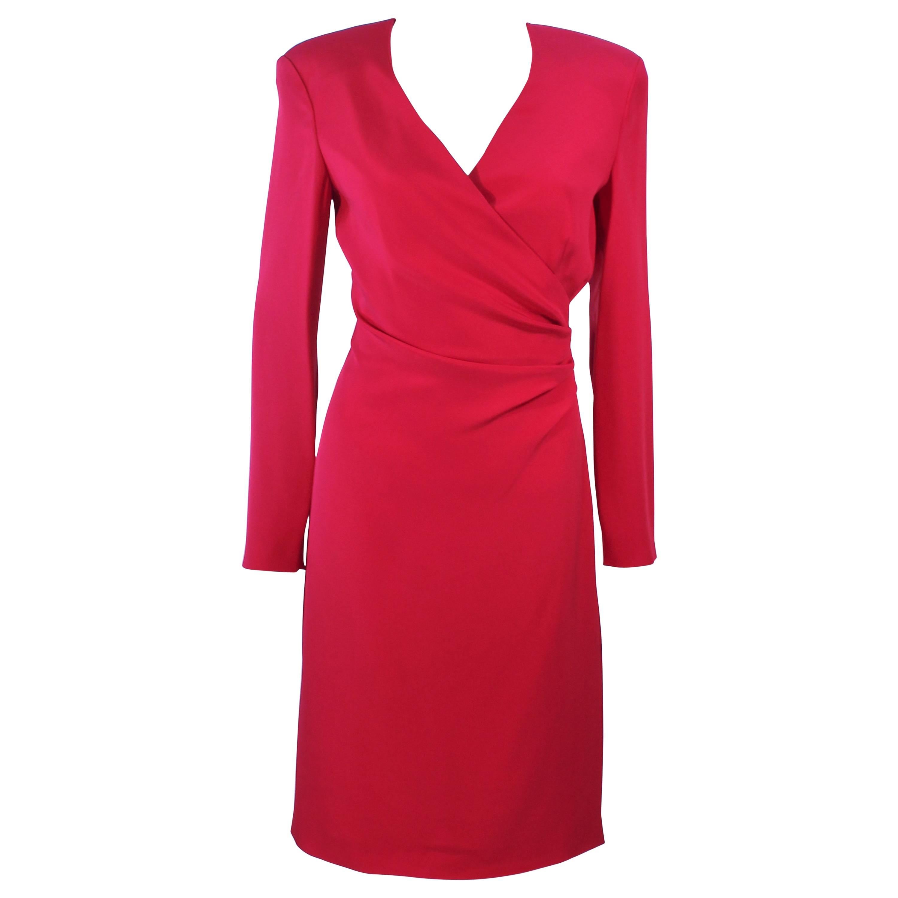 ARMANI Magenta Drape Silk Cocktail Dress Size 8 10 For Sale