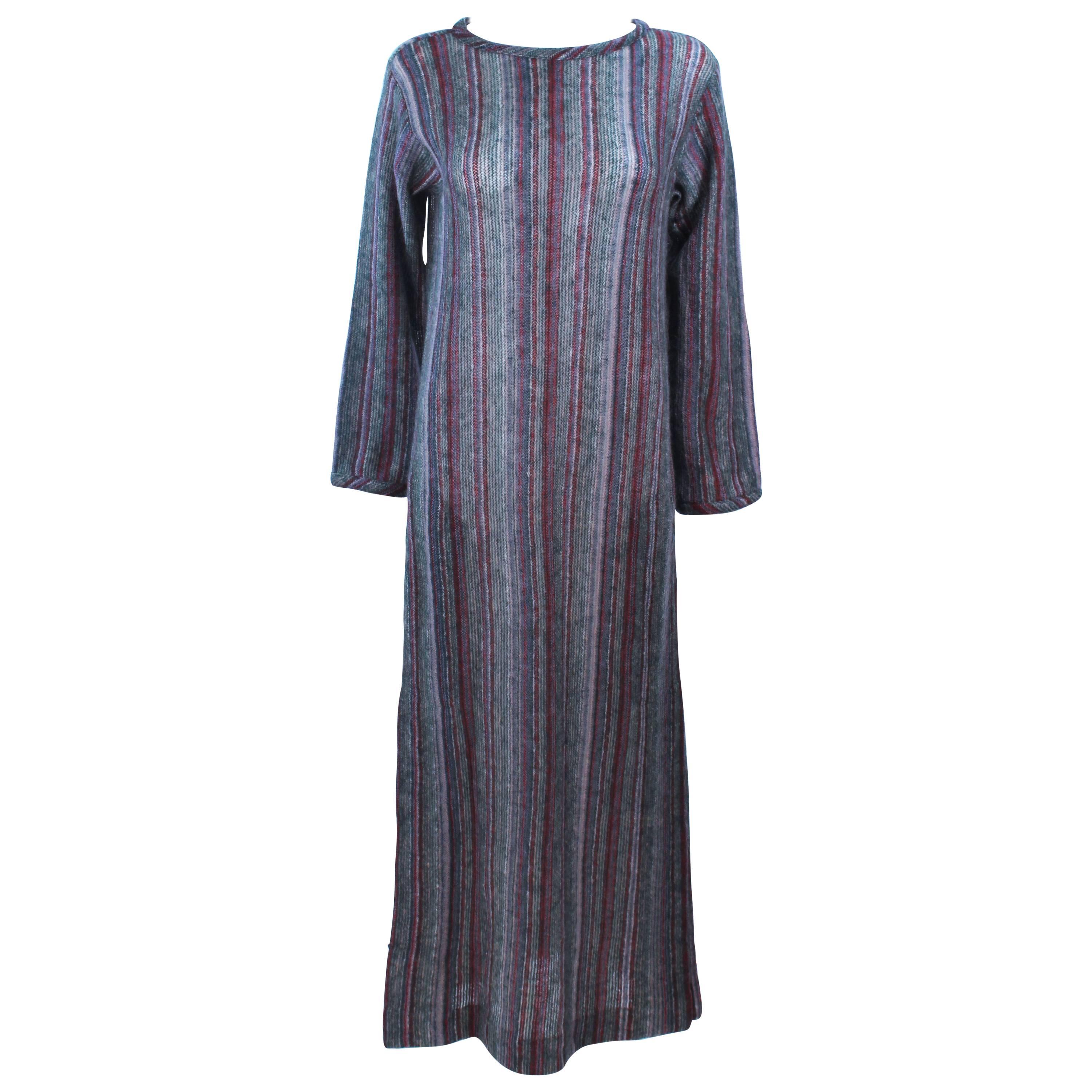 MISSONI Grey Mauve Green Full Length Sweater Dress Size Medium Large For Sale