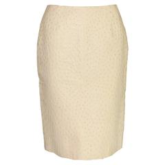 Stunning Ivory Prada Exotic Ostrich Skin Skirt 12