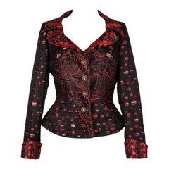 Christian Lacroix Silk Jacket in Black and Red Tones