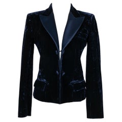 Yves Saint Laurent Dark-Blue Velvet Jacket with Satin Collar Reverse