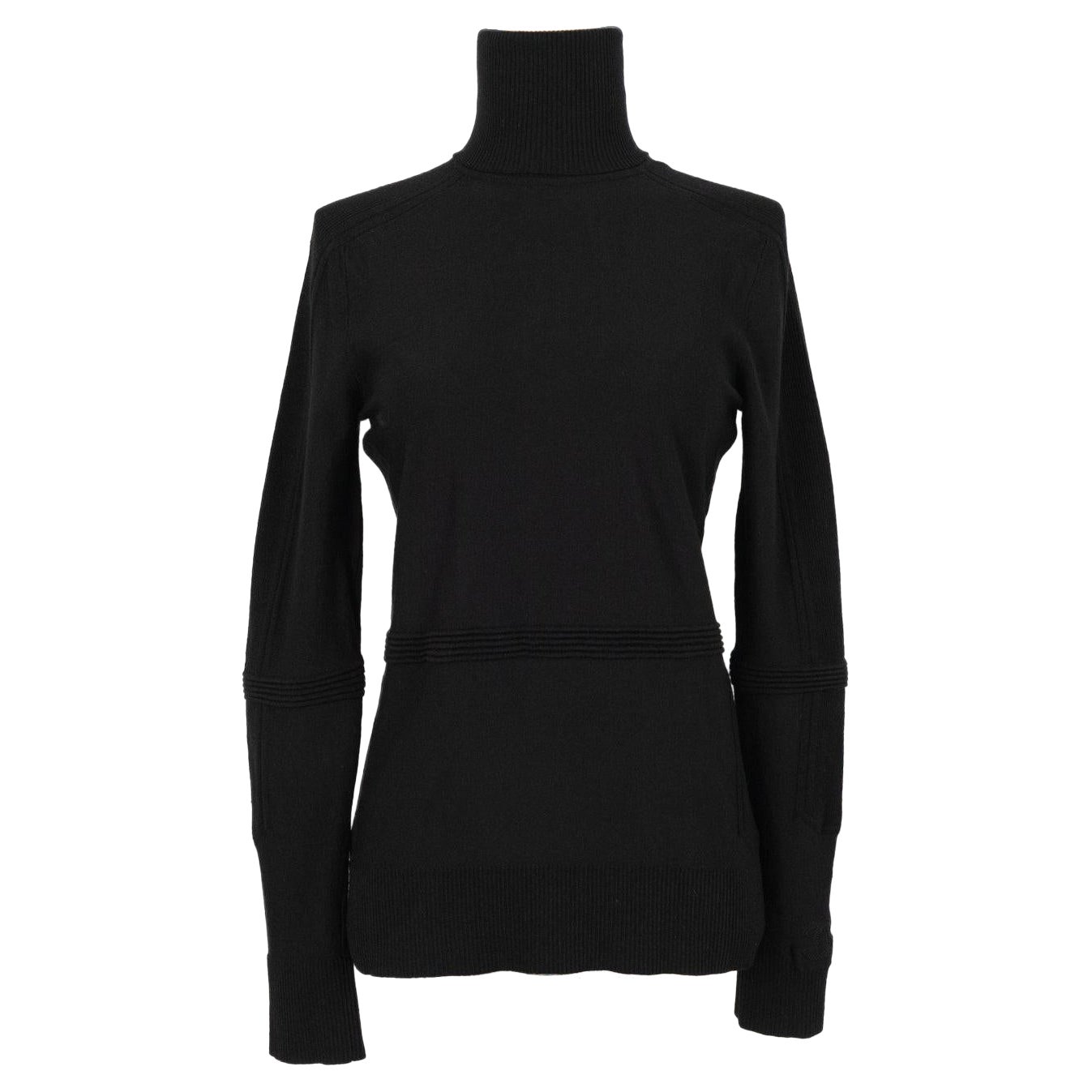 Chanel Jersey negro de cuello alto de lana negra en venta