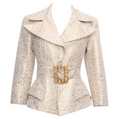 Ted Lapidus Haute Couture Brocade Jacket Overstitched with Golden Threads