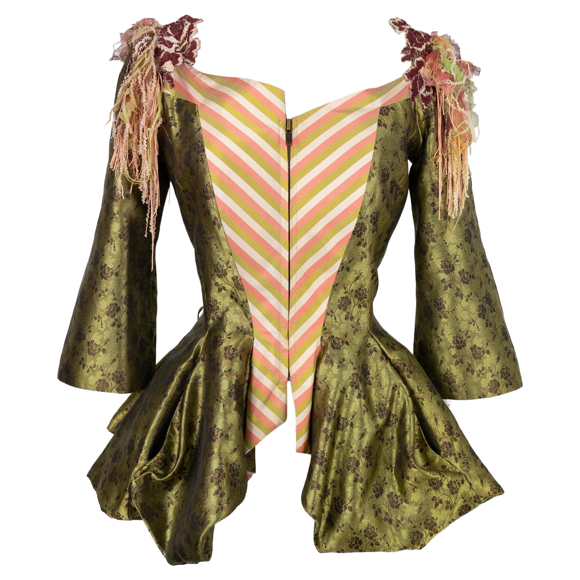 Christian Lacroix Silk Jacket in Green and Pink Tones