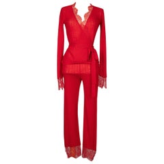Dior Woolen Set Composed Wrap-Over Top and Pants