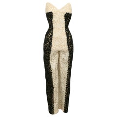 Vintage Guipure Jumpsuit in Black and White Lace