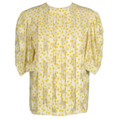 Pretty Retro White Blouse with Yellow Polka Dots