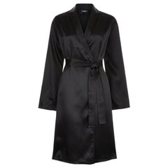 NEW La Perla Black Silk Robe with Belt S