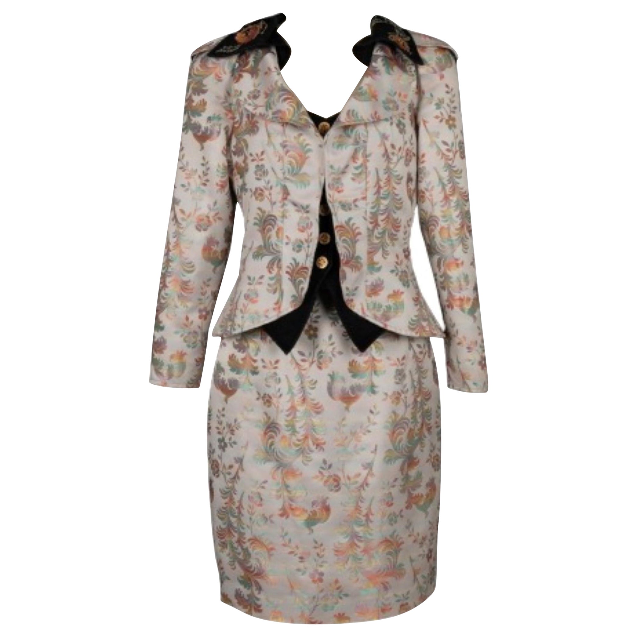 Christian Lacroix Silk nd Polyester Skirt Suit Set For Sale