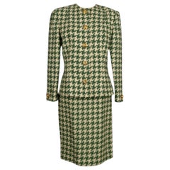 Nina Ricci: completo in lana con motivo pied-de-poule verde