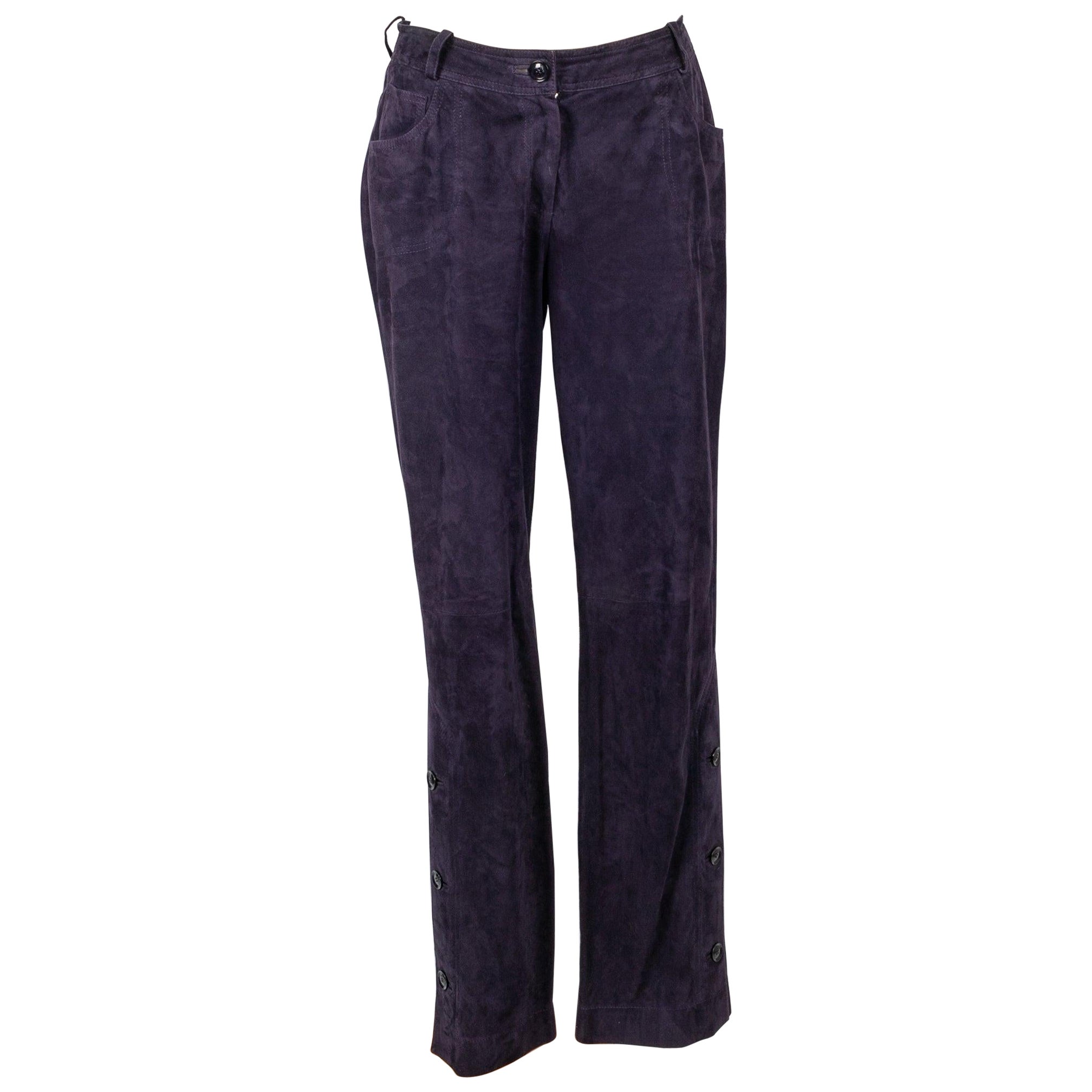 Christian Dior Pantalon en daim violet en vente