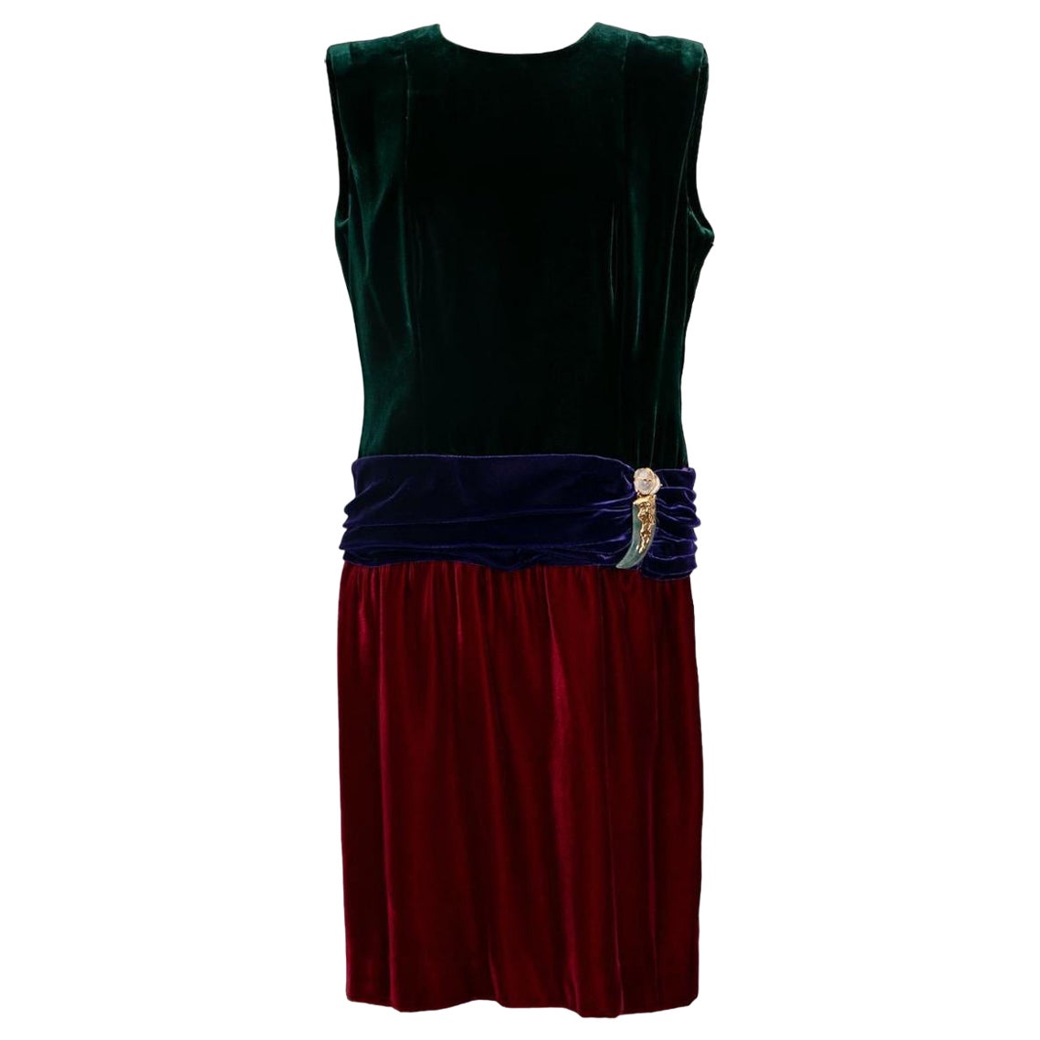 Yves Saint Laurent Silk Velvet Dress Haute Couture, circa 1990/91 For Sale