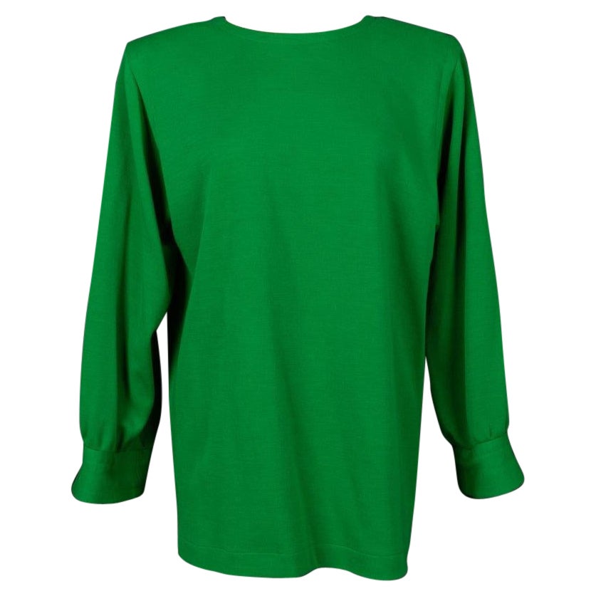 Yves Saint Laurent Green Wool Long-Sleeved Winter Top, 1987 For Sale