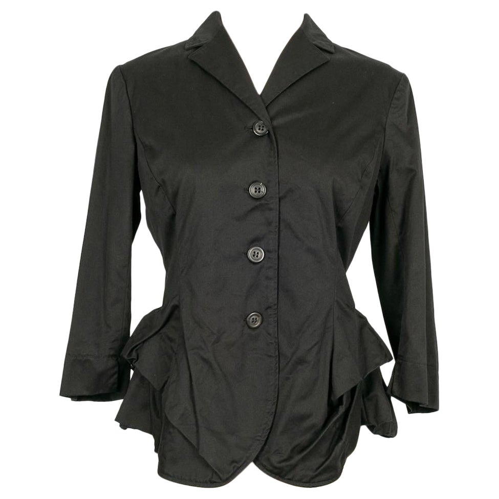 Peachoo + Krejberg Black Top in Black Cotton Shirt For Sale