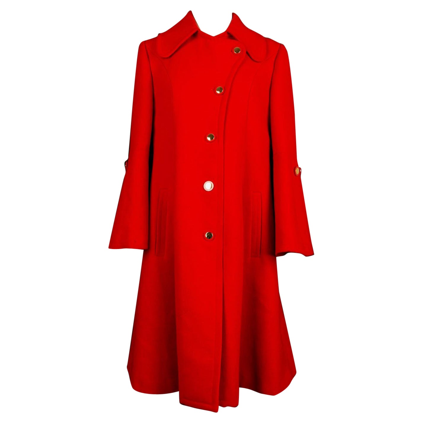 Red Wool Coat, 1960/70 For Sale