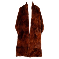 Chanel Fur Large Stole in Copper-Brown Orylag with a Brown Silk Lining