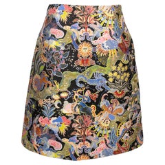 Dior Illustrated Embroidered Fabric Skirt with Silk Lining