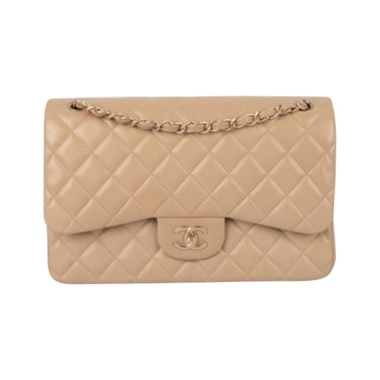 Chanel Beige Quilted Lamb Leather Jumbo Timeless Bag, 2013/2014 For Sale