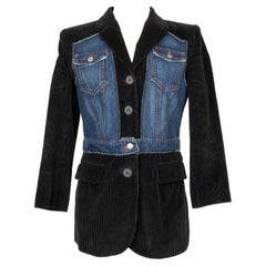 Jean-Paul Gaultier Velvet Jacket In Black Corduroy Velvet and Blue Denim